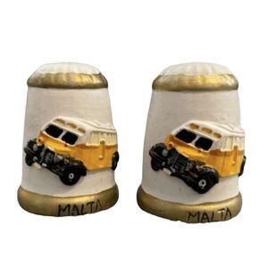 Vintage Souvenir Matla Bus Salt and Pepper Shakers Decor Ceramic Travel